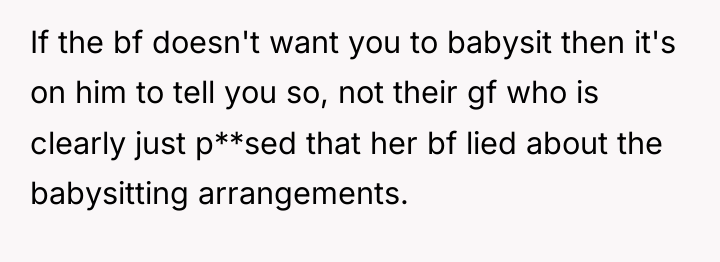 If the bf doesn't want you to babysit then it's...