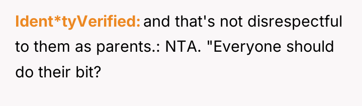 Ident*tyVerified and that's not disrespectful to them as parents.: NTA....