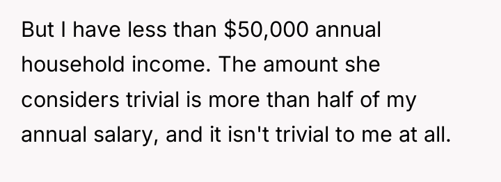 But I have less than $50,000 annual household income. The...