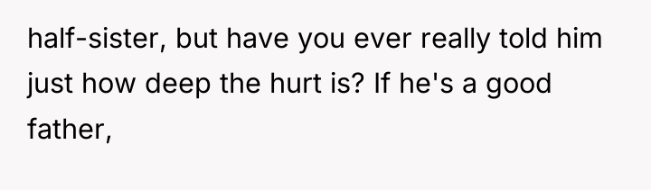 half-sister, but have you ever really told him just how...