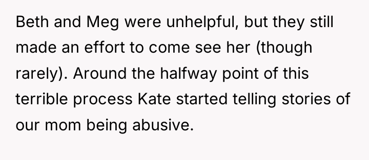 Beth and Meg were unhelpful, but they still made an...