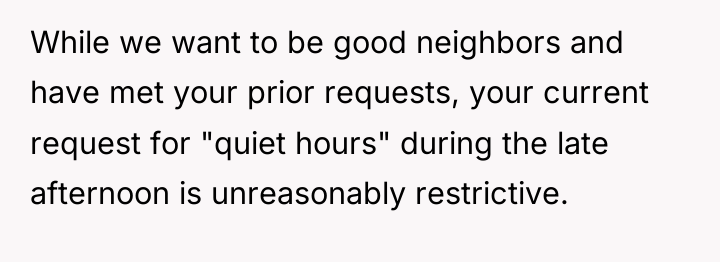 While we want to be good neighbors and have met...