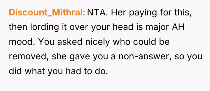 Discount_Mithral NTA. Her paying for this, then lording it over...