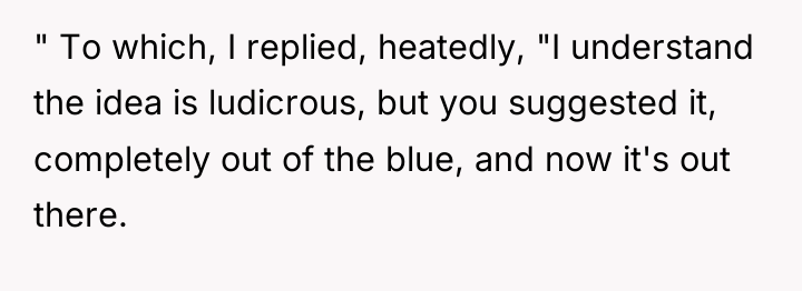 " To which, I replied, heatedly, "I understand the idea...