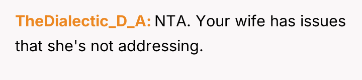 TheDialectic_D_A NTA. Your wife has issues that she's not addressing.