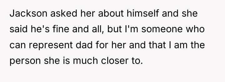Jackson asked her about himself and she said he's fine...