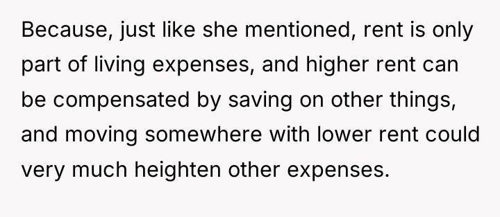 Because, just like she mentioned, rent is only part of...