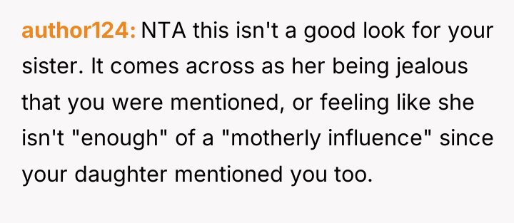author124 NTA this isn't a good look for your sister....