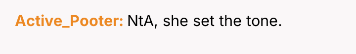 Active_Pooter NtA, she set the tone.
