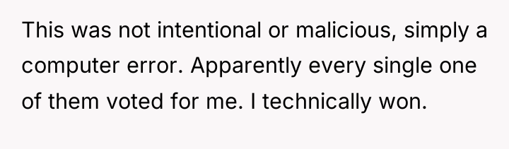 This was not intentional or malicious, simply a computer error....