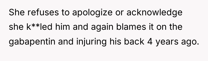 She refuses to apologize or acknowledge she k**led him and...