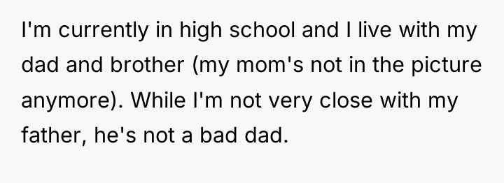 I'm currently in high school and I live with my...