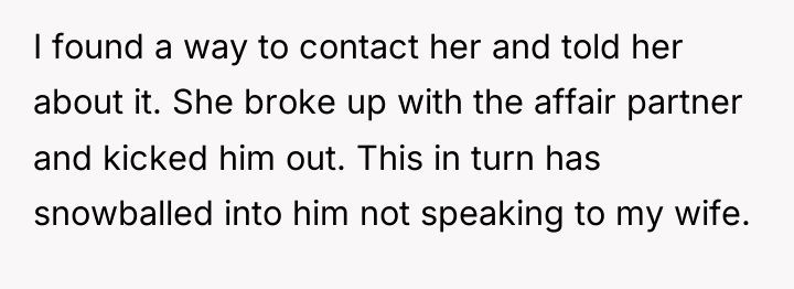 I found a way to contact her and told her...