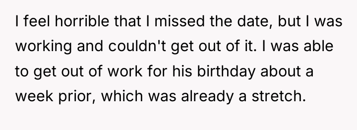 I feel horrible that I missed the date, but I...