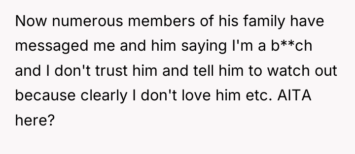 Now numerous members of his family have messaged me and...