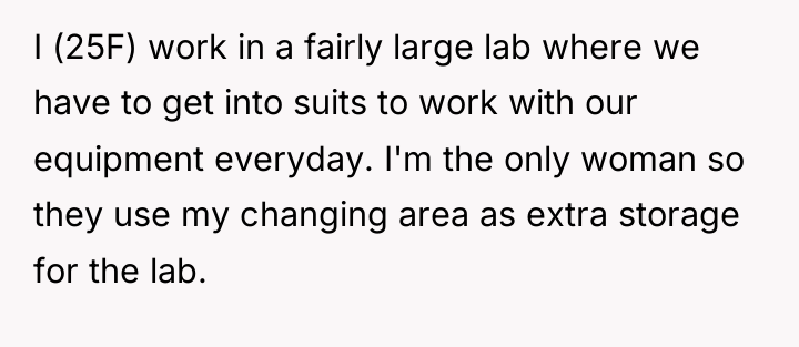 I (25F) work in a fairly large lab where we...