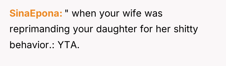 SinaEpona " when your wife was reprimanding your daughter for...