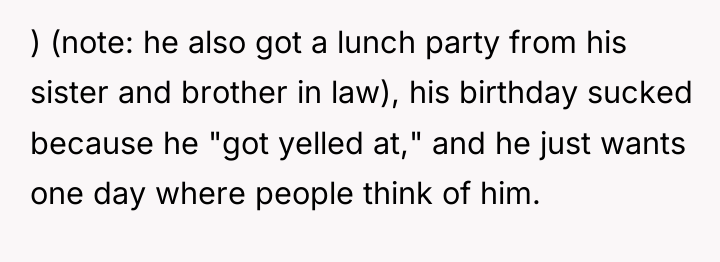 ) (note: he also got a lunch party from his...