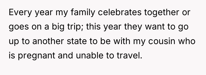 Every year my family celebrates together or goes on a...