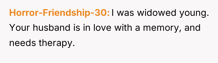 Horror-Friendship-30 I was widowed young. Your husband is in love...