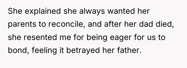 She explained she always wanted her parents to reconcile, and...