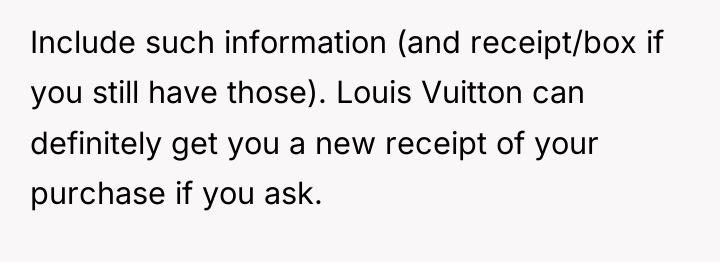 Include such information (and receipt/box if you still have those)....