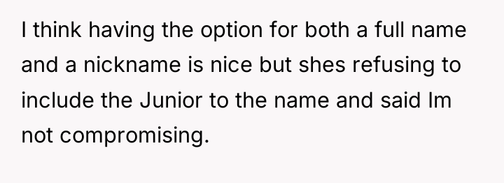 I think having the option for both a full name...