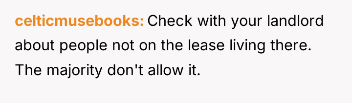 celticmusebooks Check with your landlord about people not on the...