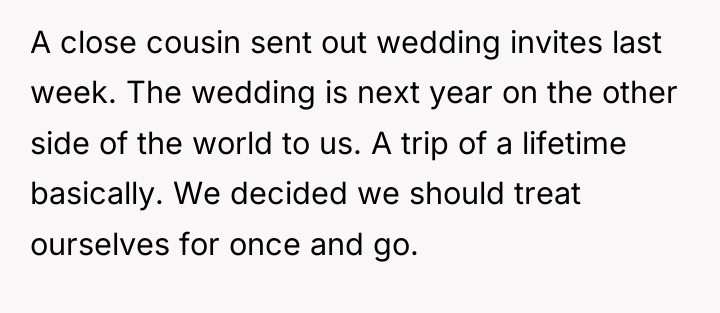 A close cousin sent out wedding invites last week. The...