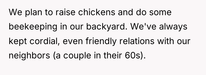 We plan to raise chickens and do some beekeeping in...