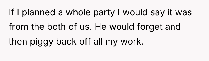 If I planned a whole party I would say it...