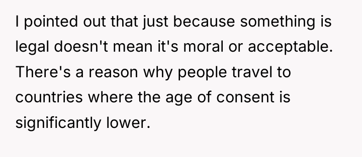 I pointed out that just because something is legal doesn't...