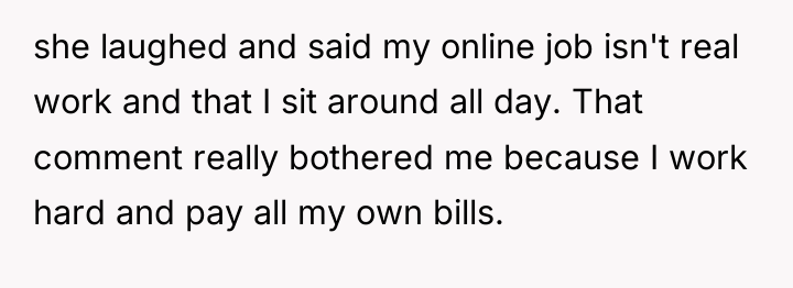 she laughed and said my online job isn't real work...