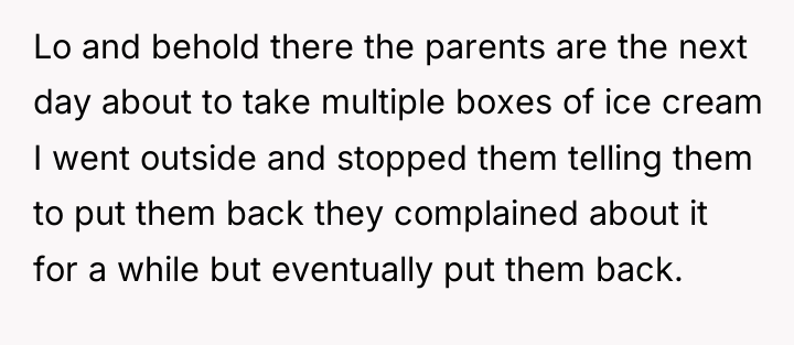 Lo and behold there the parents are the next day...