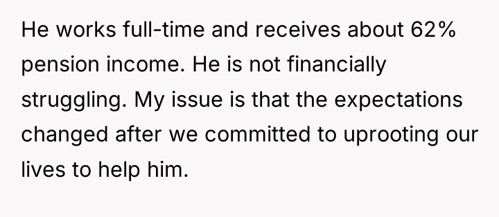 He works full-time and receives about 62% pension income. He...