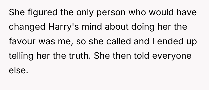 She figured the only person who would have changed Harry's...