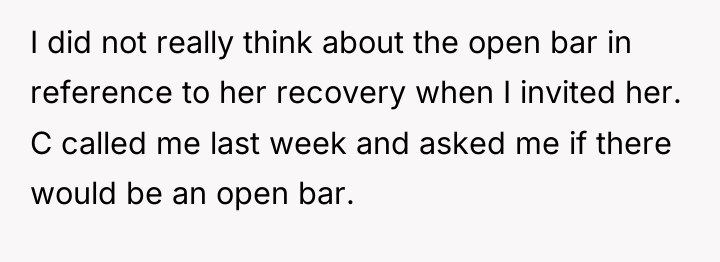 I did not really think about the open bar in...