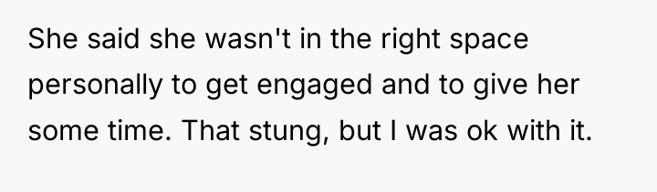 She said she wasn't in the right space personally to...