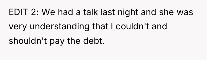 EDIT 2: We had a talk last night and she...