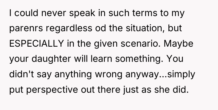 I could never speak in such terms to my parenrs...