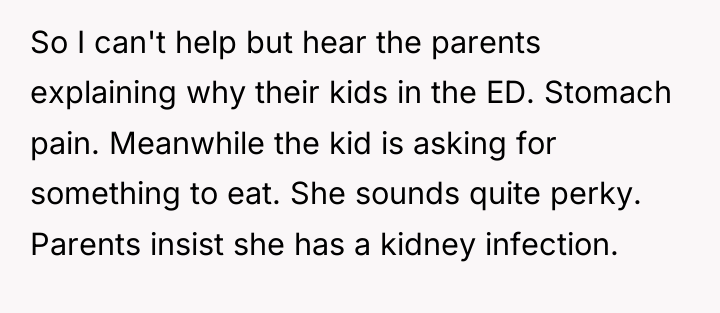 So I can't help but hear the parents explaining why...
