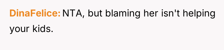 DinaFelice NTA, but blaming her isn't helping your kids.