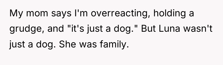 My mom says I'm overreacting, holding a grudge, and "it's...