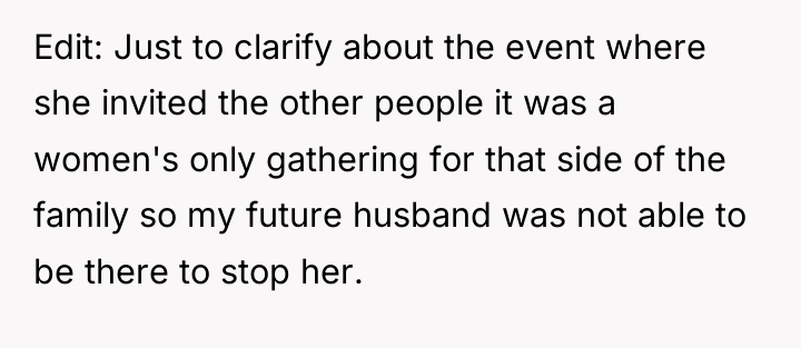 Edit: Just to clarify about the event where she invited...