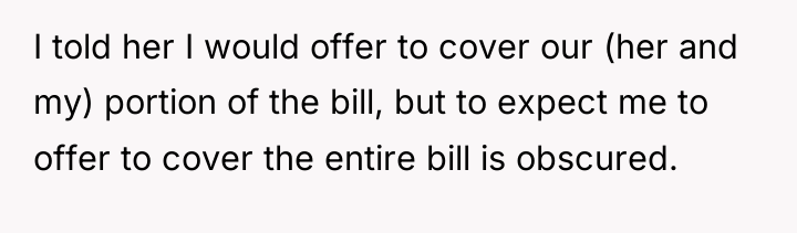 I told her I would offer to cover our (her...