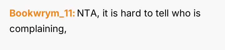Bookwrym_11 NTA, it is hard to tell who is complaining,