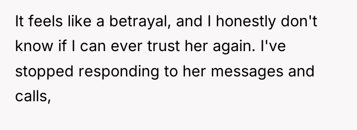 It feels like a betrayal, and I honestly don't know...