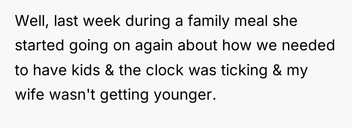 Well, last week during a family meal she started going...