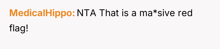MedicalHippo NTA That is a ma*sive red flag!