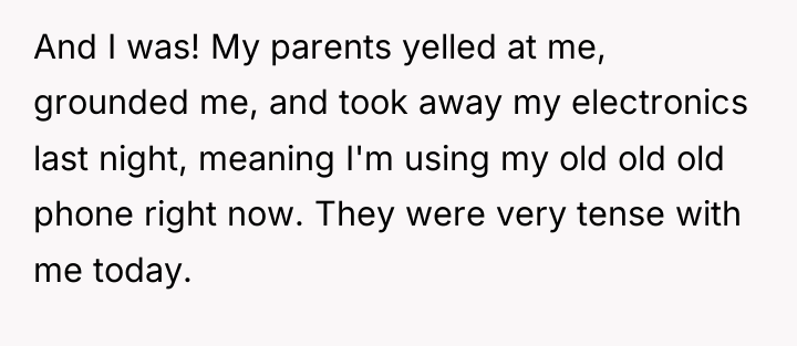 And I was! My parents yelled at me, grounded me,...